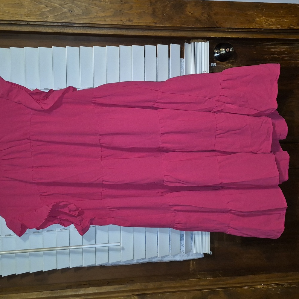 SHEIN VCAY Size 4XL HOT PINK RUFFLE TIERED BABYDOLL DRESS. NWT. - Picture 2 of 10